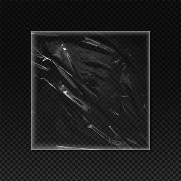 Plastic or vinyl wrap texture with wrinkles, realistic shrink polyethylene Stock Illustration