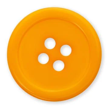 Plastic orange button isolated on white background, top view macro close up Stock Illustration