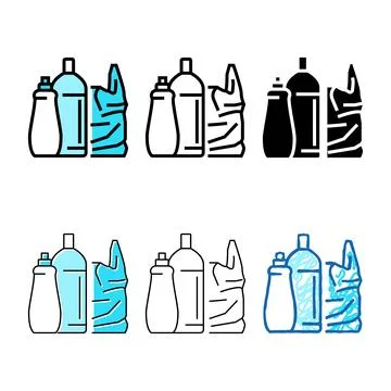 Plastic package styleset and bag color icon vector Stock Illustration