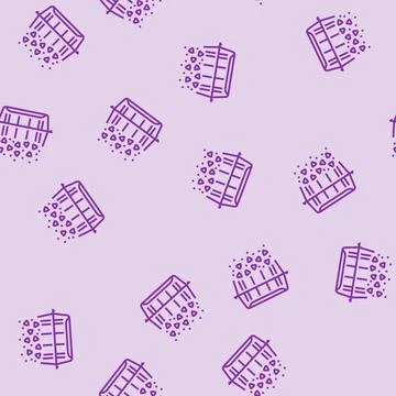 Plastic packaging breaking into microplastics line seamless pattern Stock Illustration
