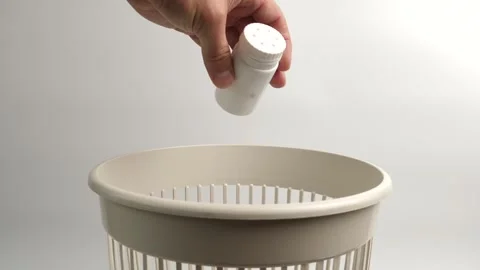 Plastic packaging from cosmetics is thrown into the trash for recycling or dispo Stock Footage 254493518