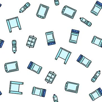 Plastic packaging food container seamless pattern vector Illustrazione stock