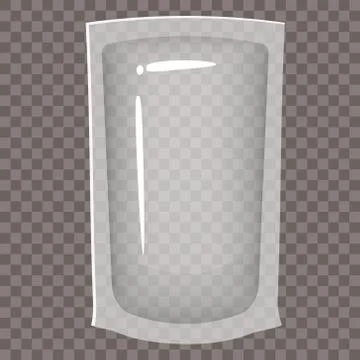 Plastic packaging sachet, bag transparent empty vacuum container mockup to Illustrazione stock