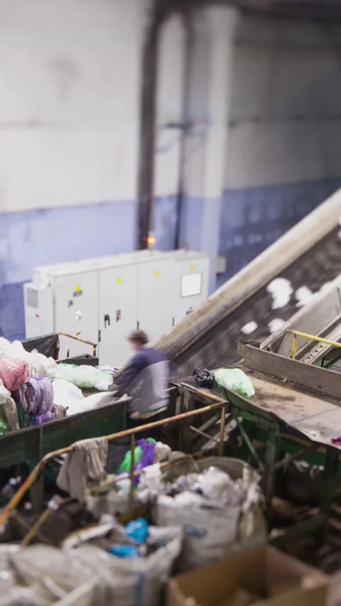 Plastic packaging sent for recycling. Plastic recycling. Stock-Footage 333761117