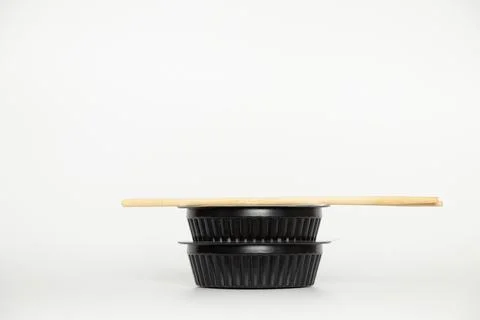 Plastic packaging for sushi on a white background Stock Photos