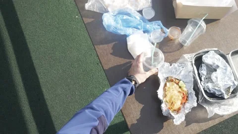 Plastic packaging waste, plastic containers for food. reducing food waste and Stock Footage 162882891