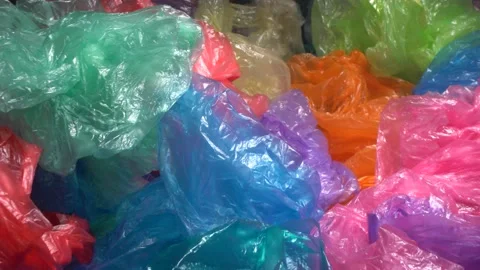 Plastic packaging waste. Used plastic bags, wrap, film Stock Footage 154191346