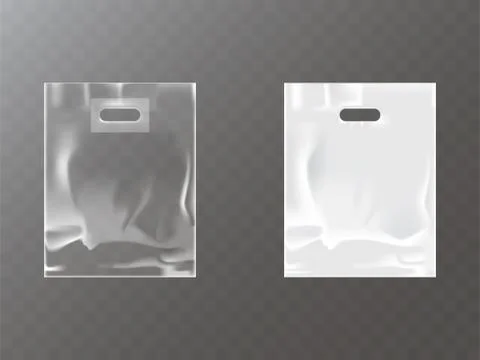 Plastic packets with hand hole realistic vector Stock Illustration