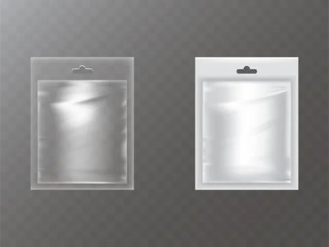 Plastic packets with hand hole realistic vector Stock Illustration