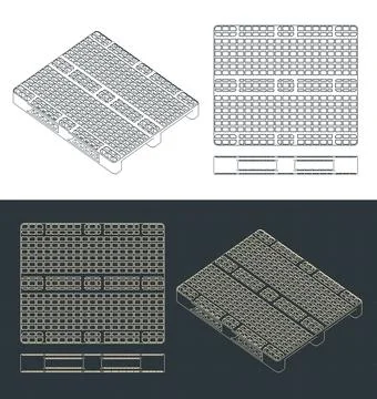 Plastic pallet blueprints Stock Illustration