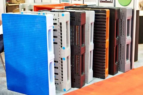 Plastic pallets Stock Photos