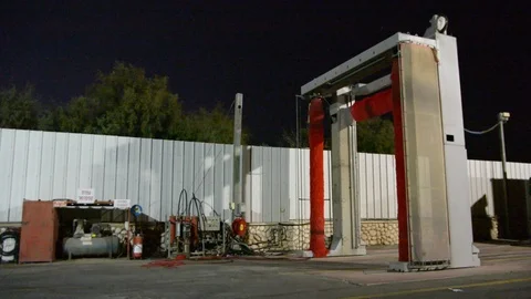 Plastic pallets store on warehouse yard, track washing maschine Stock-Footage 95426622