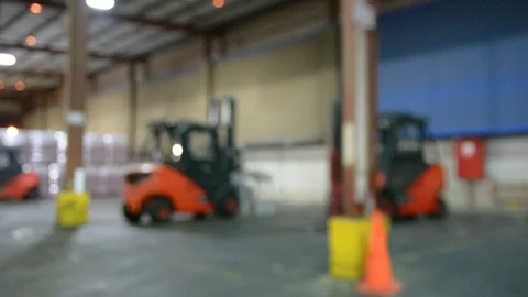 Plastic pallets store on warehouse yard,forklift standing Видео 95426014