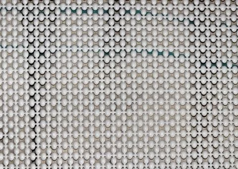 Plastic panel with white convex geometric elements, decorative plastic fence Stock Photos