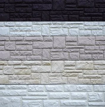 Plastic panels with a pattern of blocks or bricks for finishing facades of Foto stock