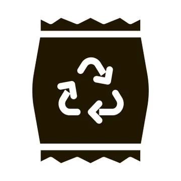 Plastic Parcel Bag With Recycle Mark glyph icon Stock Illustration