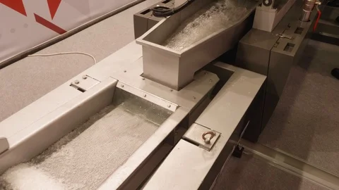 Plastic pellets in pelletizer which recycles plastic waste Stock Footage 107745128