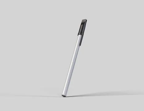 Plastic pen mockup with black cap, side view Illustrazione stock