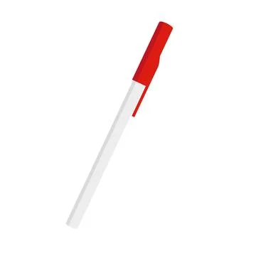 Plastic pen with red cap, office and school supplies Stock Illustration