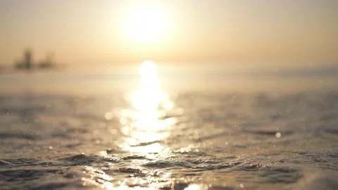 Plastic Pet Bottles problem of pollution of the sea ,sunset on the background of Stock Footage 239142082