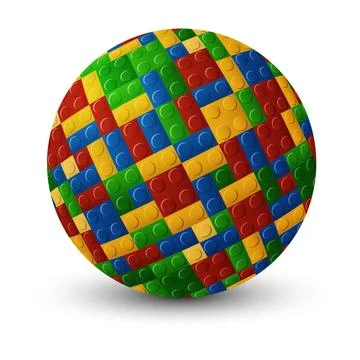 Plastic pieces sphere Interlock plastic pieces sphere against white backgr... 스톡 사진