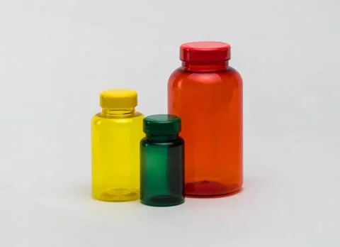 Plastic pill jars Stock Photos
