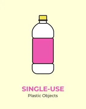 Plastic pink bottle. Vector illustration of single-use recycling plastic bott Stock Illustration