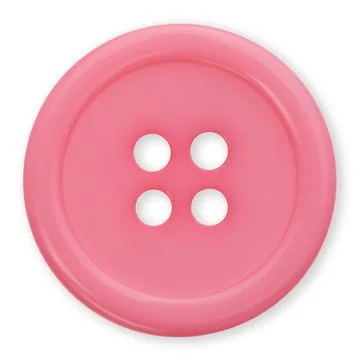 Plastic pink button isolated on white background, top view macro close up Stock Illustration