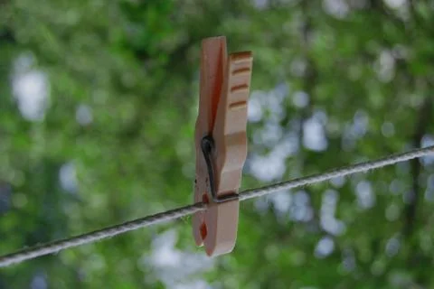 Plastic pink clothespin Stock Photos