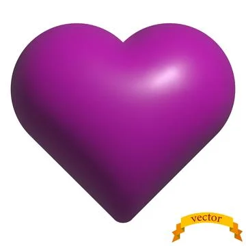 Plastic, pink heart image on a white background. Stock Illustration