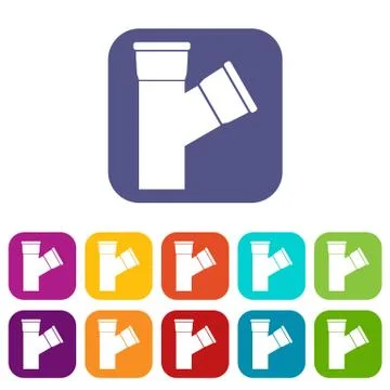 Plastic pipe connection icons set Stock Illustration