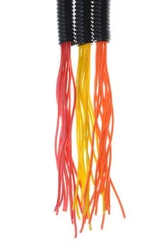 Plastic pipe with electrical cables Stock Photos