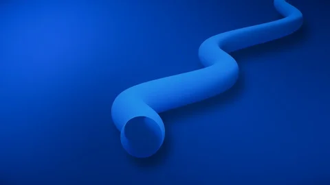 The plastic pipe moves on the floor crawling like a snake. Stock Footage 126689324