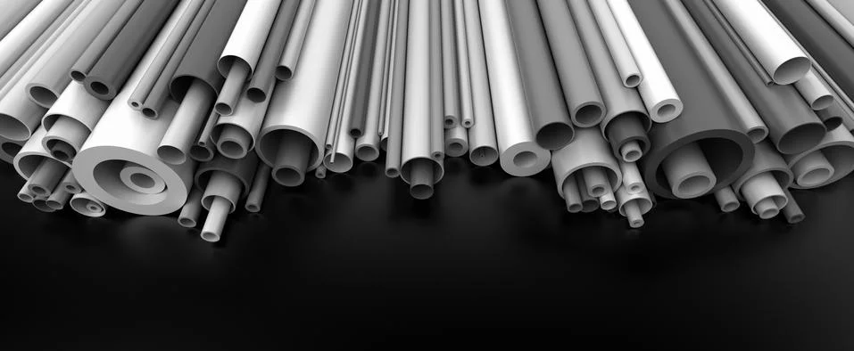 Plastic pipes on dark Stock Illustration
