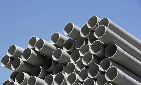 Plastic pipes, zone of storage Stock Photos