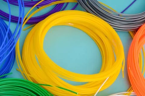 Plastic PLA and ABS filament material for printing on a 3D pen or printer o.. Stock Photos