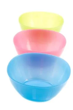 Plastic plates on white Stock Photos