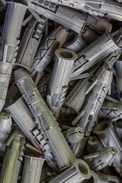 Plastic plugs for screws.This components called quick installation. Backgroun Foto stock