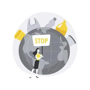 Plastic pollution abstract concept vector illustration. Stock Illustration