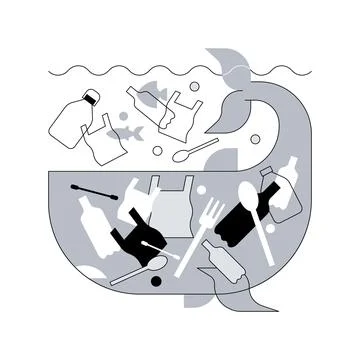 Plastic pollution abstract concept vector illustration. Stock Illustration