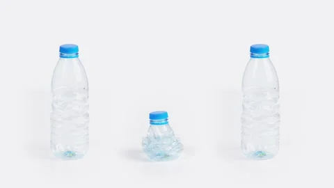 Plastic pollution concept  bottle crush Stock Footage 170002535