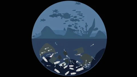 Plastic pollution damage in sea. 스톡 동영상 162805177