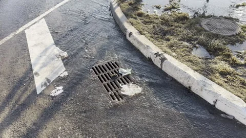 Plastic pollution in drainage system in cities Stock Footage 331462106