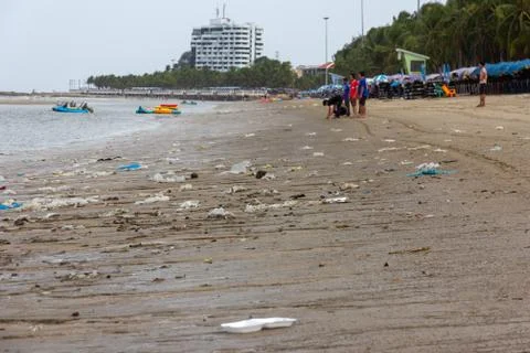 Plastic pollution environmental problem in ocean. Stock Photos