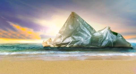 Plastic pollution in marine environmental problems Animals in the sea cannot Stock Illustration