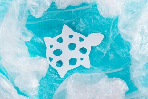 Plastic pollution in ocean environmental problem. Stock Photos