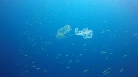 Plastic pollution in ocean Stock Footage 107266428