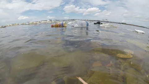 Plastic pollution in ocean Stock Footage 111335309