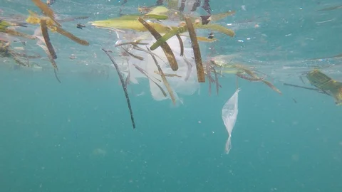 Plastic pollution in ocean Vídeo Stock 111347910