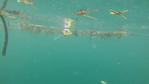 Plastic pollution in ocean Vídeo Stock 115880852